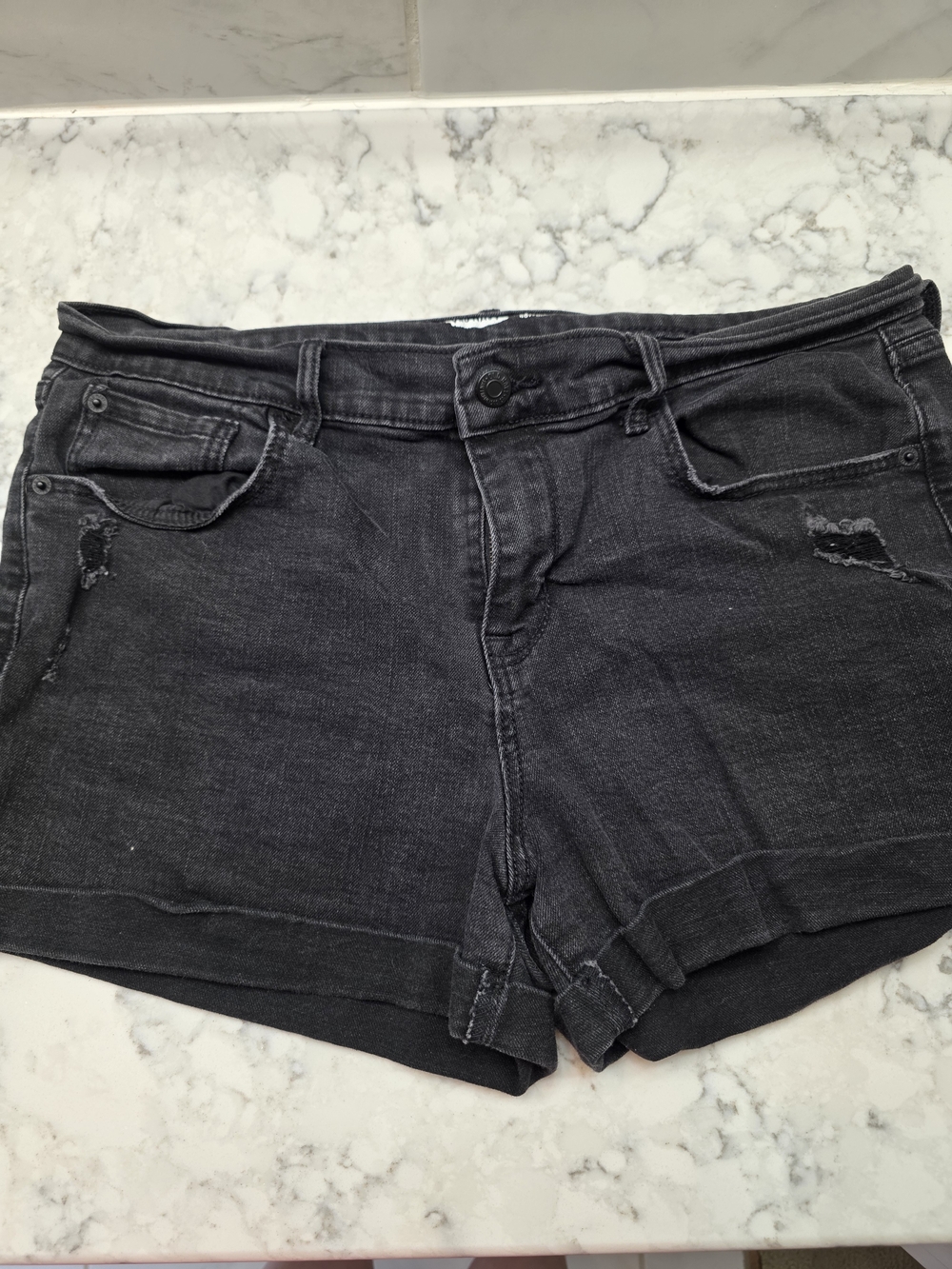 Old Navy Black Distressed Denim Shorts
